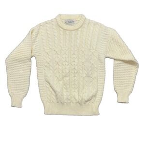 Sweater Bee By Banff Chunky Fisherman Women's Sweater Size Medium Yellow Vintage